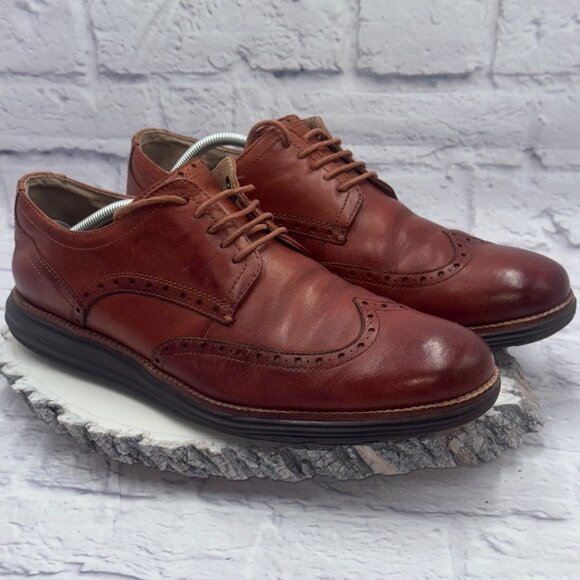 Cole Haan Men's OriginalGrand Wingtip Leather Oxford Woodbury Java C26472 SZ 12M - Picture 1 of 10